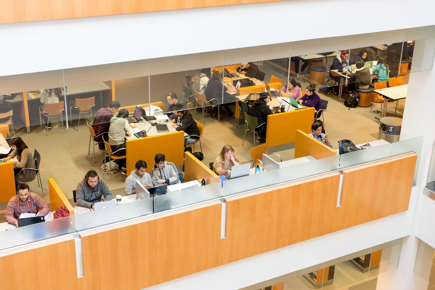 students in library sitting at desk